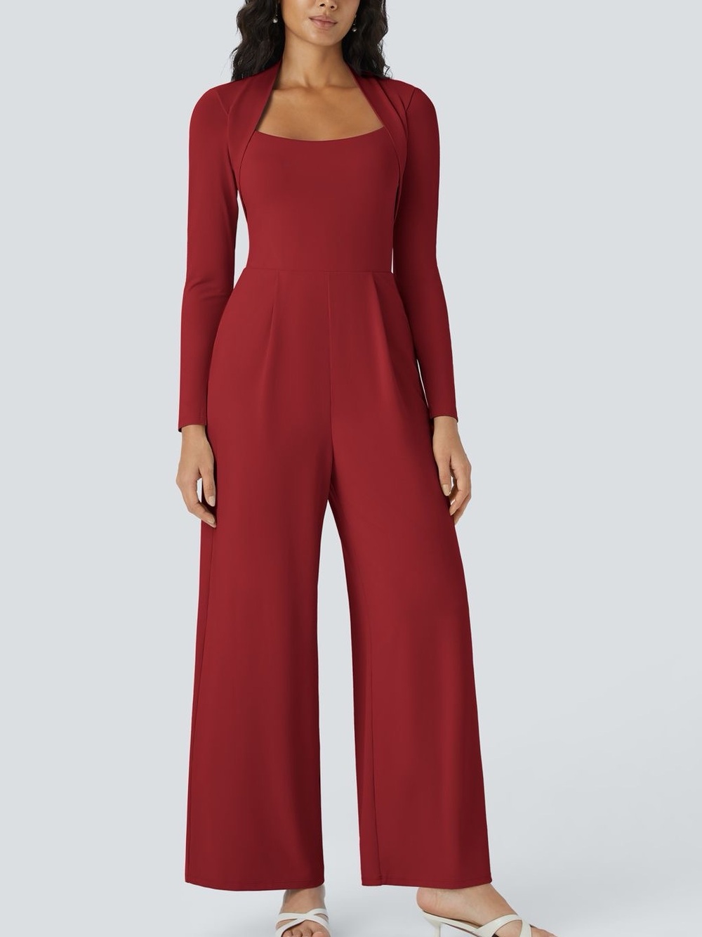 NWT Halara Red Long Sleeve Wide Leg Jumpsuit Size L